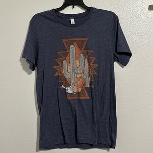 Women’s T-shirt, size medium with graphic print Aztec with cactus and skull